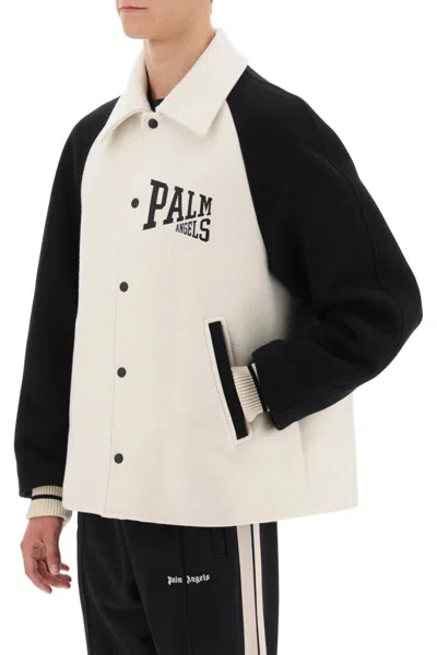 Shop Palm Angels Wool Varsity Jacket With Embroidery In Multicolor