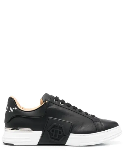 Shop Philipp Plein Hexagon Sneakers In Leather In Black