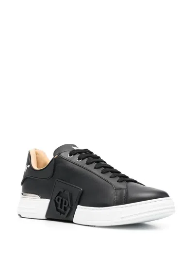 Shop Philipp Plein Hexagon Sneakers In Leather In Black