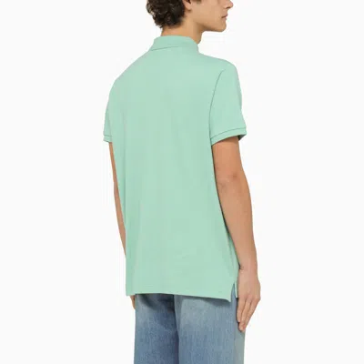 Shop Polo Ralph Lauren Aquamarine Piqué Polo Shirt With Logo In Green