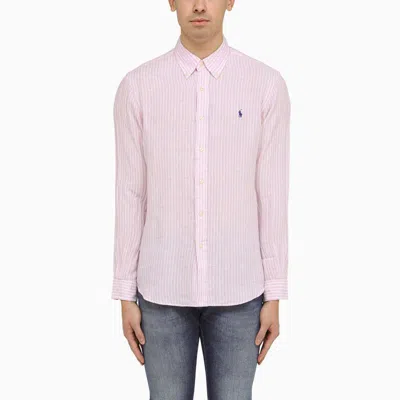 Shop Polo Ralph Lauren Custom Fit Pink/white Shirt