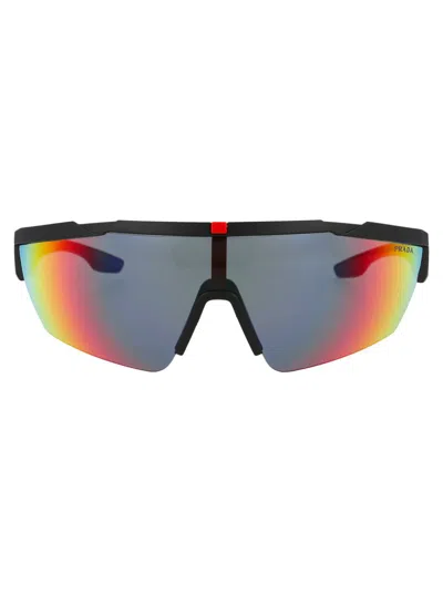 Shop Prada Linea Rossa Sunglasses In Dg008f Black Rubber