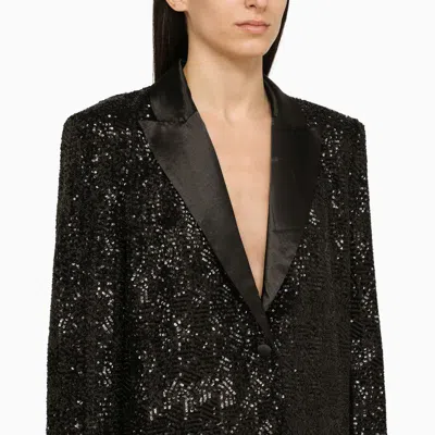 Shop Rotate Birger Christensen Single-breasted Jacket With Sequins In Black