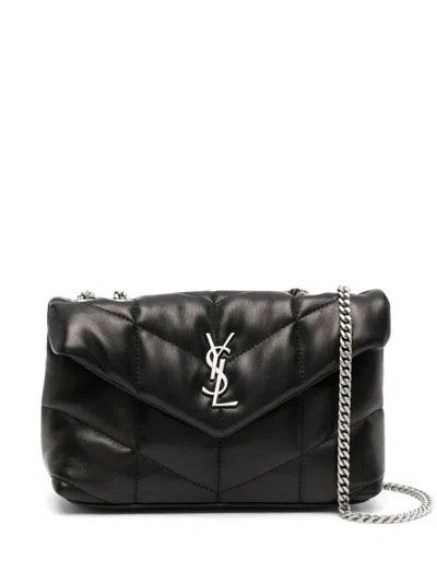 Shop Saint Laurent Puffer Toy Leather Shoulder Bag In Black