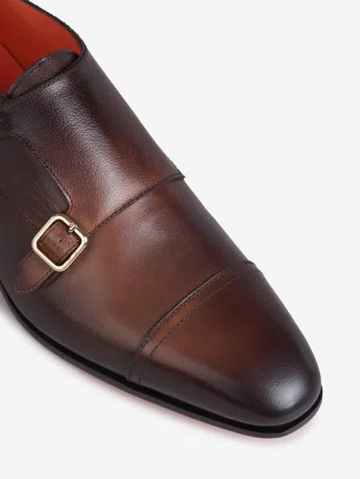 Shop Santoni Monk Carter Shoes In Brown Gradient