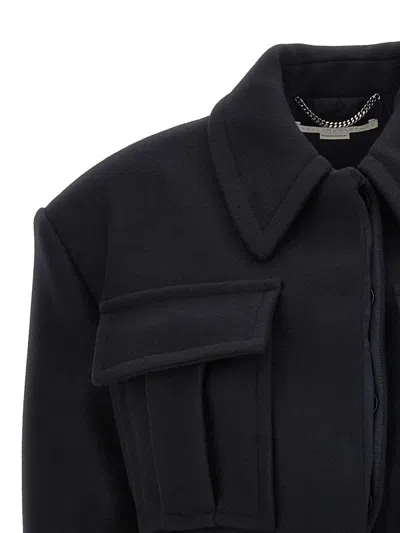 Stella Mccartney Cropped Wool Jacket With Button Closure In Black