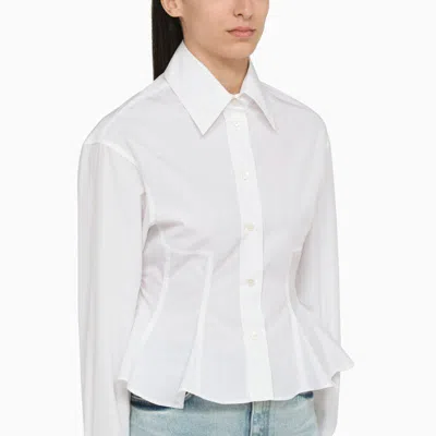 Shop Stella Mccartney Poplin Shirt With Ruffles In White