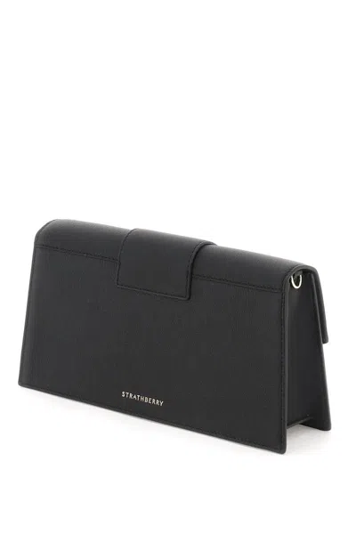Shop Strathberry 'mini Crescent' Leather Bag In Black