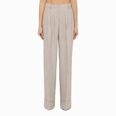 Shop The Andamane Nathalie Pearl Pinstripe Trousers In White