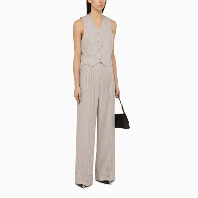 Shop The Andamane Nathalie Pearl Pinstripe Trousers In White
