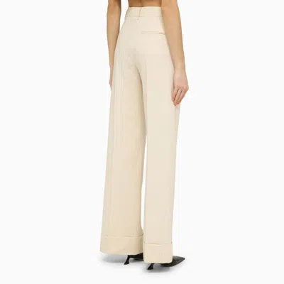 Shop The Andamane Wide Wool-blend Pinstripe Trousers In White