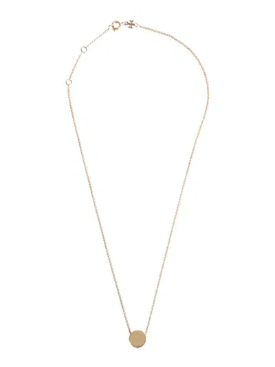 Shop Tory Burch "kira" Necklace With Logo Pendant In Gold