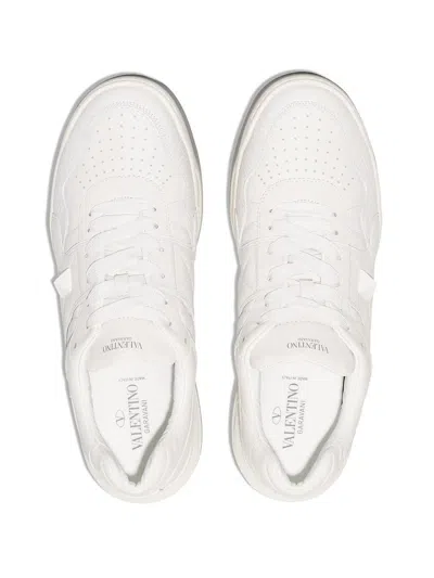Shop Valentino Garavani One Stud Leather Sneakers In White