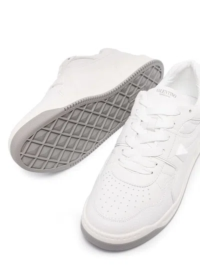 Shop Valentino Garavani One Stud Leather Sneakers In White