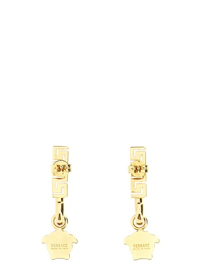 Shop Versace 'medusa' Earrings In Gold