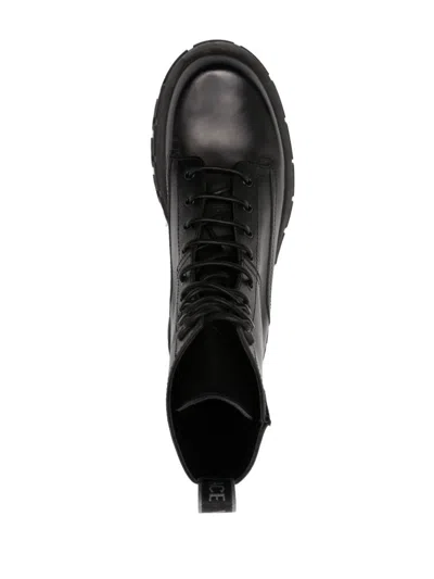 Shop Versace Leather Lace-up Ankle Boots In Black