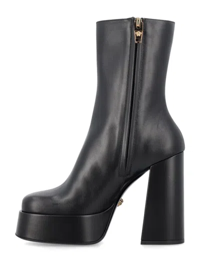 Shop Versace Metallic Aevitas Platform Boots In Black