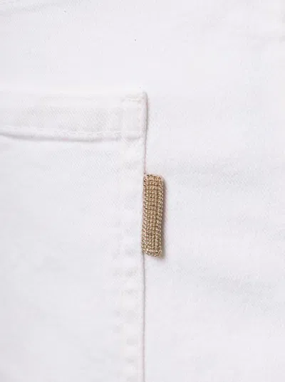 Shop Brunello Cucinelli White 5 Pockets Jeans With Monile Detail In Stretch Cotton Denim Woman