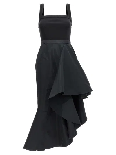 Shop Alexander Mcqueen Ruffle Dress In Black
