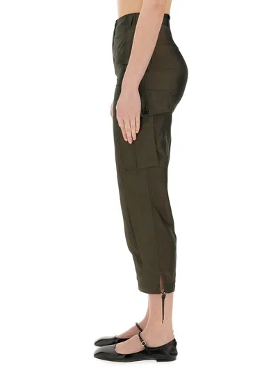 Shop Aspesi Cropped Pants In Military Green