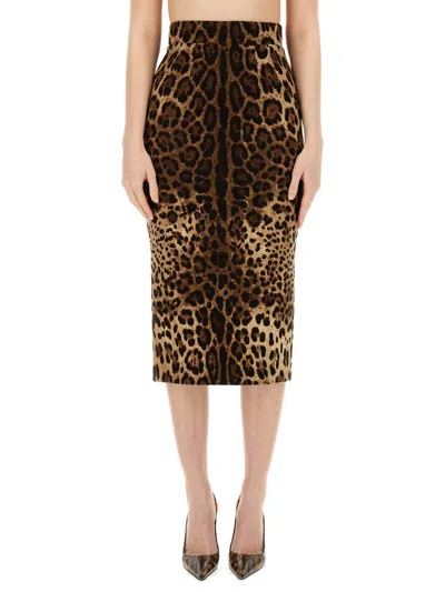 Shop Dolce & Gabbana Longuette Skirt In Multicolour