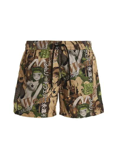 Shop Gcds ' Hentai' Swim Shorts In Multicolor