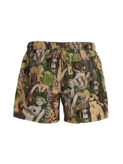 Shop Gcds ' Hentai' Swim Shorts In Multicolor