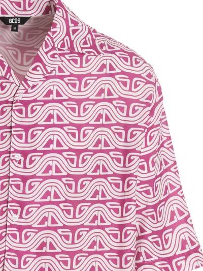 Shop Gcds 'waved Logo' Shirt In Fuchsia