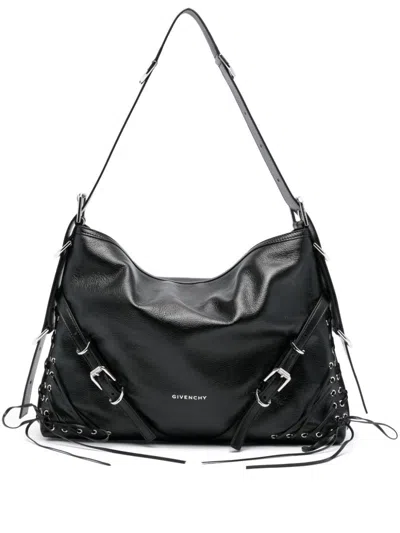 Shop Givenchy Voyou Medium Leather Shoulder Bag In Black