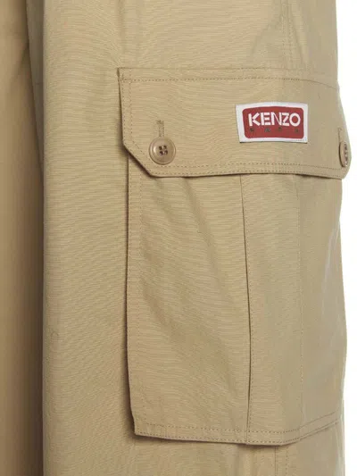 Kenzo Beige Cargo Pants With Braces In Beige