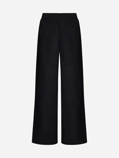 Shop Fabiana Filippi Linen Trousers In Black