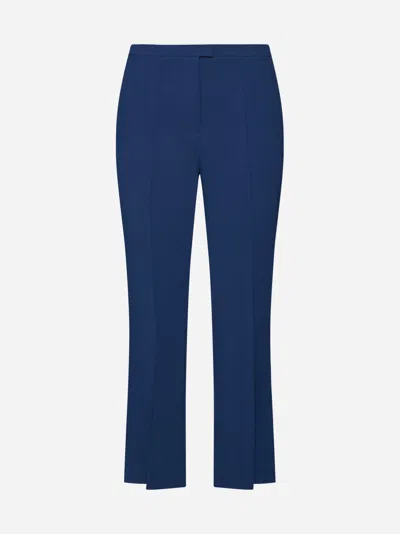 Shop Blanca Vita Pleomele Topstitching-detail Trousers In Blue