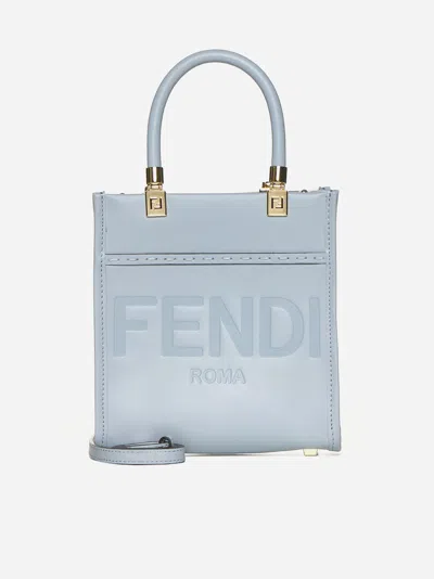 Shop Fendi Sunshine Leather Mini Tote Bag In Anise