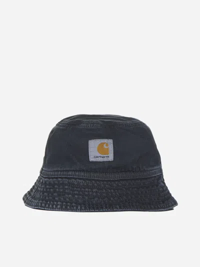 Shop Carhartt Clark Cotton Bucket Hat In Black Stone Dyed