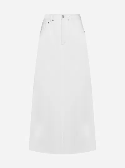 Shop Mm6 Maison Margiela Denim Long Skirt In Off White