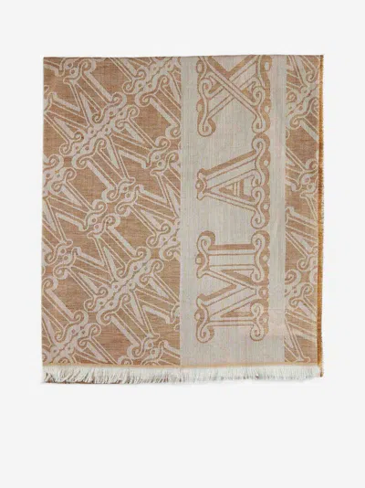 Shop Max Mara Accessori Eleonor Wool, Silk And Linen Stole In Tobacco