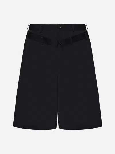 Shop Comme Des Garçons Homme Deux Wool Shorts In Black