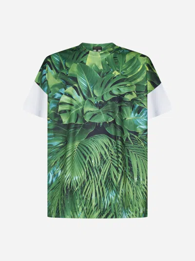 Shop Comme Des Garçons Homme Deux Foliage Print Jersey T-shirt In Green,multicolor