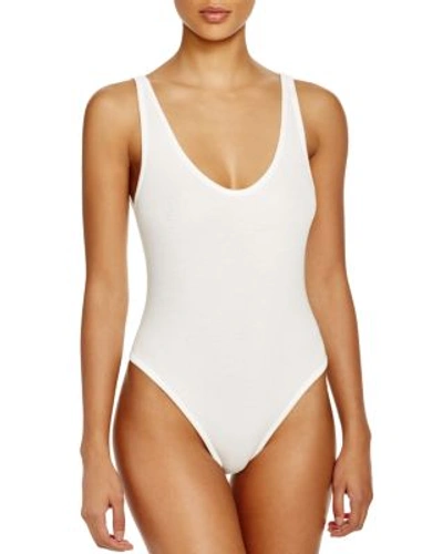 Free People Intimately Fp Stretch Cotton Leotard Bodysuit In Ivory