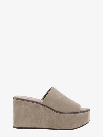 Shop Brunello Cucinelli Wedge In Beige