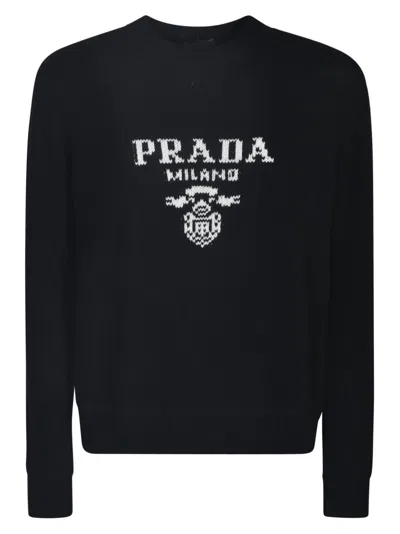 Shop Prada Logo Sweater In Black