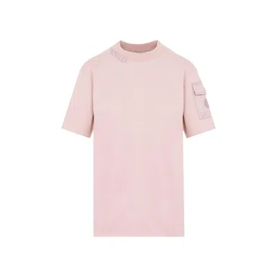 Shop Moncler Logo Printed Crewneck T-shirt In Rosa