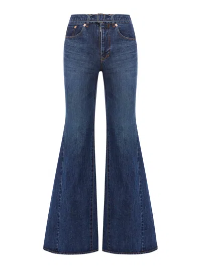 Shop Sacai Flared Jeans In Blue