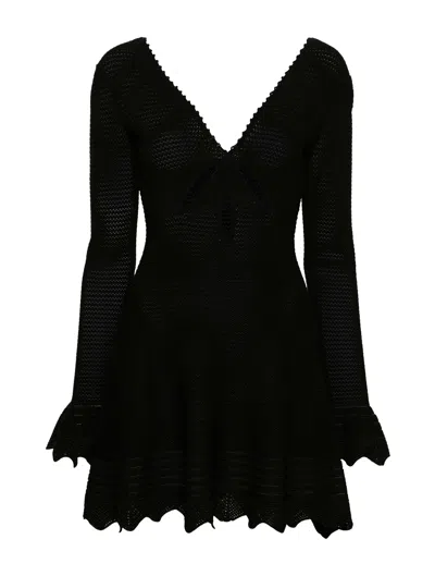 Shop Self-portrait Mini Flared Dress In Black