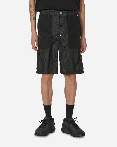 Shop Stone Island Garment Dyed Polyester Shorts In Black