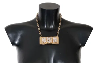 Shop Dolce & Gabbana Elegant Gold Crystal Statement Choker