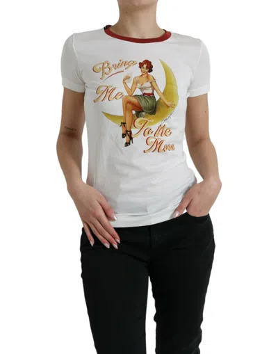 Shop Dolce & Gabbana White Bring Me To The Moon T-shirt Top