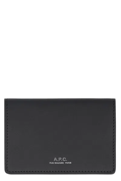 Shop Apc A.p.c. Stefan Leather Card Holder In Black
