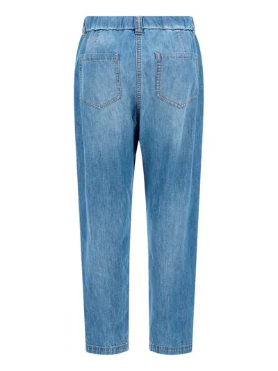 Shop Brunello Cucinelli Pants In Soft Blue Denim