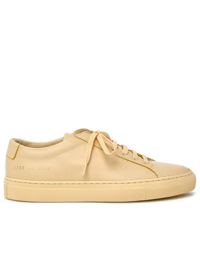 Shop Common Projects Yellow Leather Achilles Sneakers